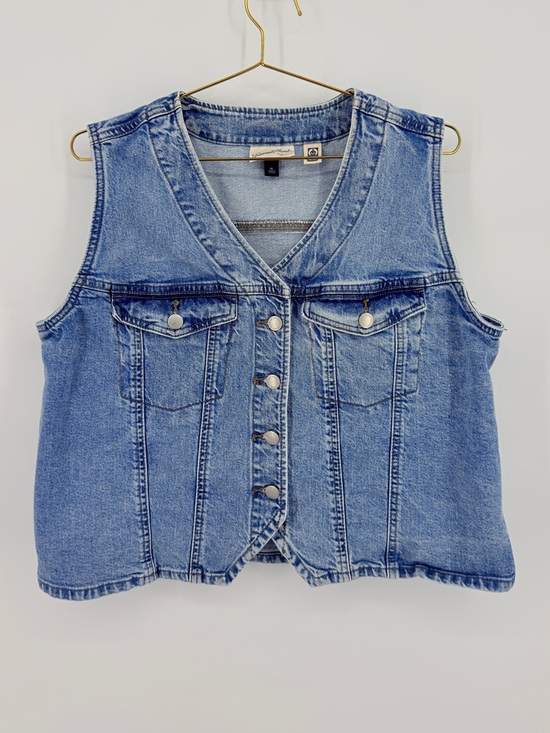 Universal Thread Tops - Universal Thread Denim Button Front Vest Medium Wash Size XL